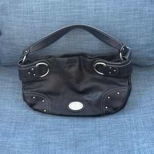 Bally Black Leather Shoulder Bag with Silver Details